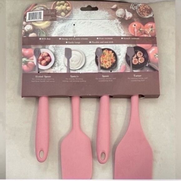 4pcs Pink Silicone Cooking Utensil Set - Picture 6 of 9
